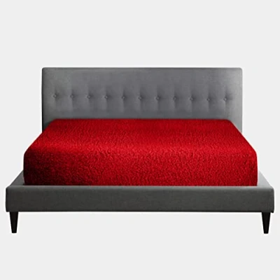 Afbeelding van Gaveno Cavailia Teddy Fleece Luxe Dekbedovertrek Sets Super Zacht Warm en Gezellig Beddengoedsets/Bijpassende Hoeslakens (Rood, Single Matching Hoeslaken)
