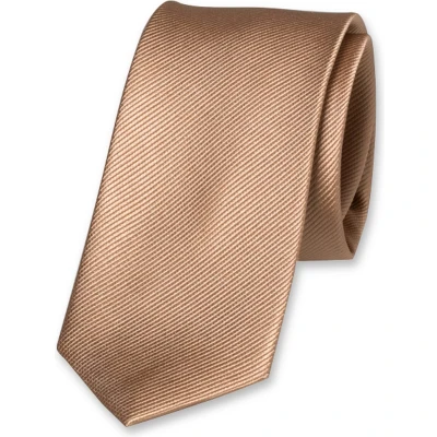 Afbeelding van E.L. Cravatte Smalle Stropdas Beige 100% Zijde