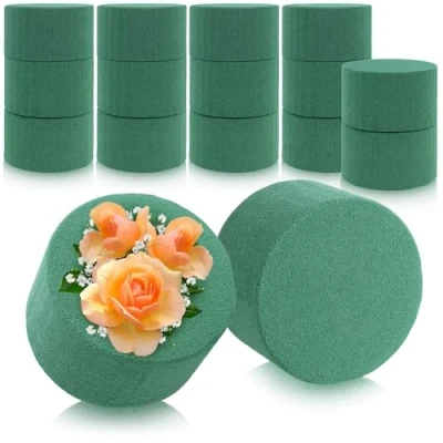 Afbeelding van COM FOUR® 16x potgrond voor bloemstukken in cilindrische vorm potschuim verse bloemen spons knutselen bruiloft, Pasen en verjaardag (16 stuks cilinder)