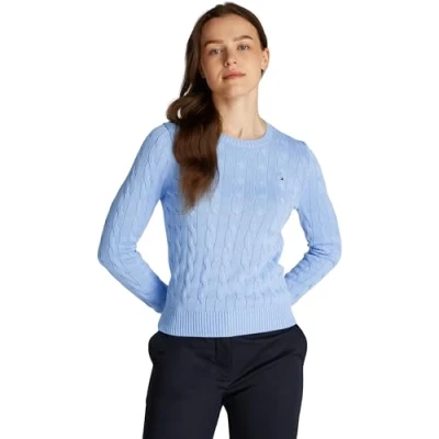 Afbeelding van Tommy Hilfiger Dames CO Cable VAR LS C NK SWT WW0WW45207 Trui, blauw, XXL, Blauw (Vessel Blue), XXL
