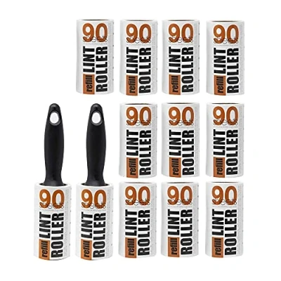Afbeelding van Redberry 1080 vellen LINT Roller en Refill Set 2 x Handgrepen &amp; 12 90 vel rollen minder dan Pence per voor het verwijderen van pluisjes, pluisjes dierenhaar kleding,