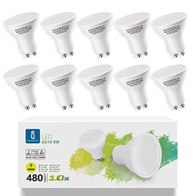 Afbeelding van Aigostar GU10 Ledlampen 6W lampen GU 10 schijnwerpers, warm wit licht 3000K, LED verlichting, 480lumen, set van