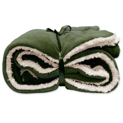Afbeelding van Lars coral fleece/suede plaid winter green 150x200 cm Unique Living