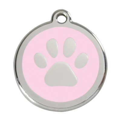 Afbeelding van Paw Print Pink roestvrijstalen hondenpenning large/groot dia. 3,8 cm RedDingo