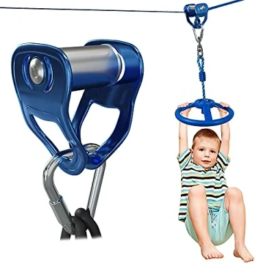 Afbeelding van Tokkelbaan, katrol met karabijnhaak, Ninja slackline katrollen, glijlagers, accessoires voor parcours, geschikt textielkabels tot 50 mm diameter