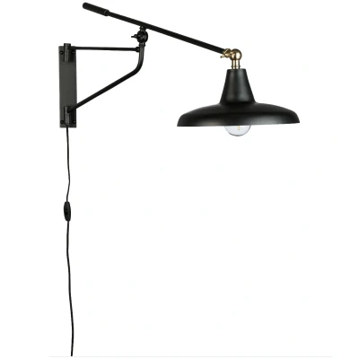 Afbeelding van Dutchbone Wandlamp Hector Zwart Metaal