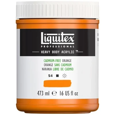 Afbeelding van Liquitex 4412892 Professional Heavy Body acrylverf in kunstenaarskwaliteit met uitstekende lichtechtheid en boterachtige consistentie, 473ml Pot, Cadmium Free Orange