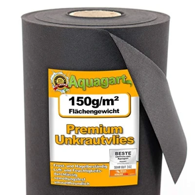 Afbeelding van Aquagart, 30 m², 1,5 m breed, 150 g/m², onkruiddoek voor de tuin, incl. 10 grondankers, milieuvriendelijke onkruidmat van polypropyleen, tuinvlies waterdoorlatend, mulchvlies wortelvlies tegen onkruid