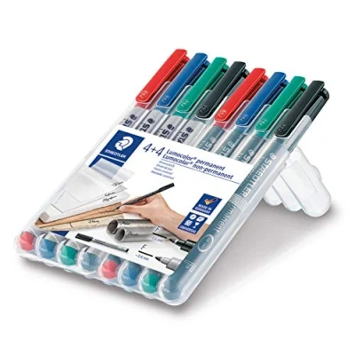Afbeelding van STAEDTLER Lumocolor Foliestiften, set van 8 stiften, speciale editie in water oplosbaar en waterbestendig, F punt lijnbreedte ca. 0,6 mm, hoge kwaliteit, Made Germany, 31 S WP8X, gesorteerd