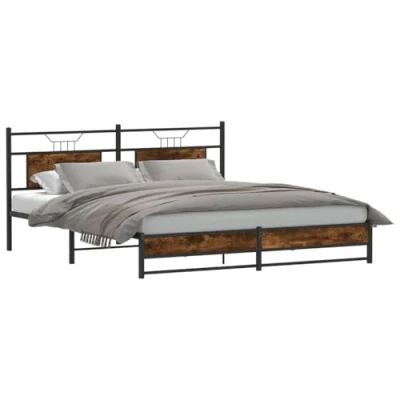 Afbeelding van vidaXL Bedframe zonder matras metaal gerookt eikenkleurig 183x213 cm