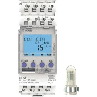 Afbeelding van Theben luna 112 top3 al schemerschakelaar met opbouw lichtsensor 2 kanaals 1120130