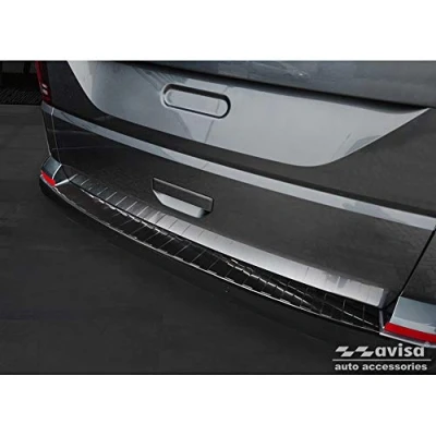 Afbeelding van Avisa Zwart RVS Achterbumperprotector passend voor Volkswagen Caravelle T6 2015 &amp; FL 2019 (met achterklep) &#039;Ribs&#039;