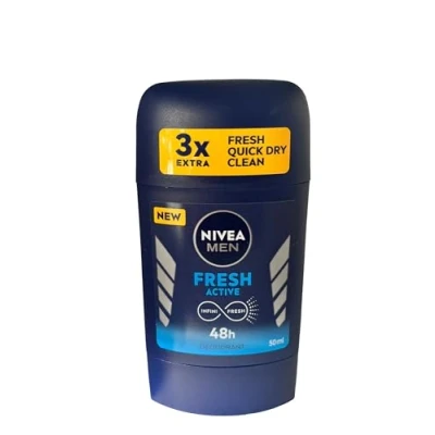Afbeelding van Nivea Men Stick Fresh Active 48h Protection Longlasting Freshness, 50 ml, Pack van 2