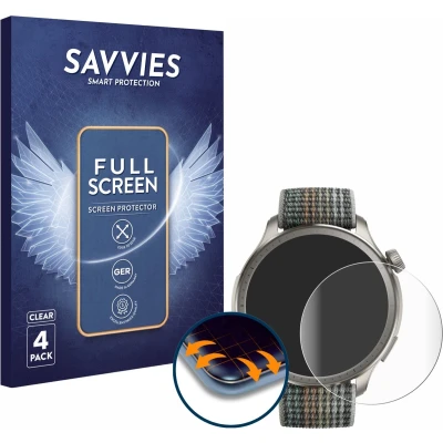 Afbeelding van Savvies (4 Stuks) Full Screen Scherm Beschermfolie voor Huami Amazfit Balance Cover Protector 3D Curved [Edge to Edge, Ultra Clear]