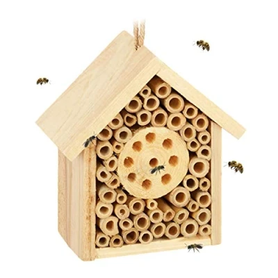Afbeelding van Relaxdays insectenhotel, nestkast voor wilde bijen &amp; wespen, tuin, vulling, bijenhotel HxBxD 15,5 x 14,5 8 cm, natuur