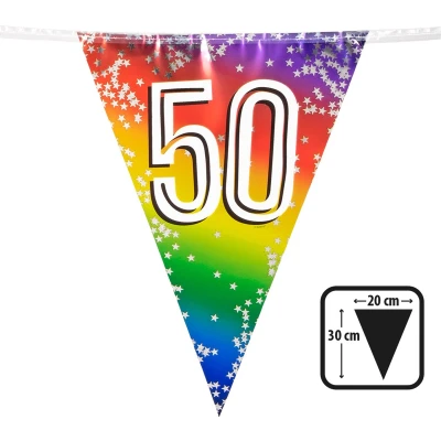 Afbeelding van Vlaggenlijn 50 jaar versiering vlaggetjes slinger 6 meter Vlaggenlijnen