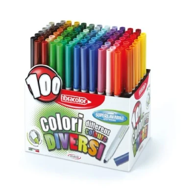 Afbeelding van Fibracolor 100 kleuren koffer viltstiften conisch in verschillende super wasbaar