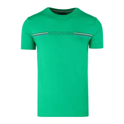 Afbeelding van Tommy Hilfiger Stripe Chest TEE Tshirt print, Heren, Maat: Large, Olympic green