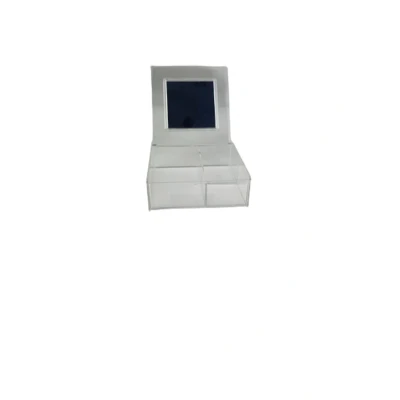 Afbeelding van Sieradendoosje met spiegel HAIJE Transparant Kunststof / Glas 14 x 5 cm Juwelendoosje Sieraden Organizer Doosje