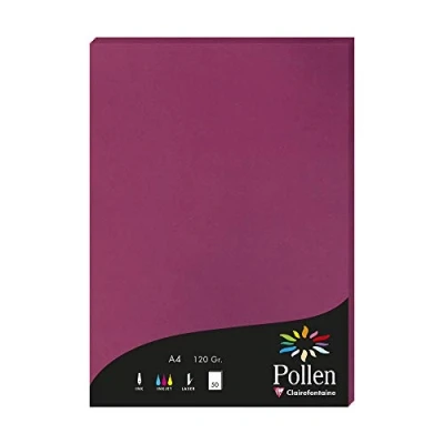 Afbeelding van Clairefontaine 4206C verpakking met 50 kaarten pollen 120g, DIN A4, 21 x 29,7 cm, framboos