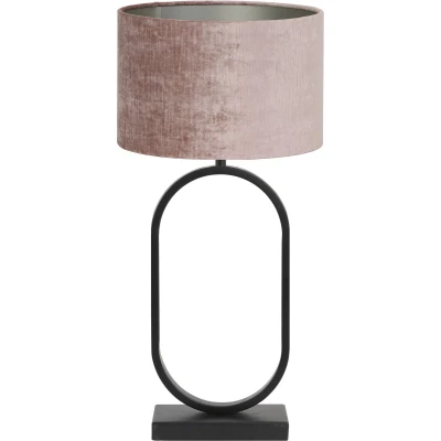 Afbeelding van Light &amp; Living Tafellamp Jamiri/Gemstone Zwart/Oud roze Ø30x67cm met kap