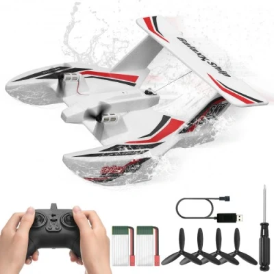 Afbeelding van VEVOR RC vliegtuig, 2,4 GHZ 3CH vliegtuig met 6 assige gyrostabilisator en 2 batterijen, klaar om te vliegen, amfibische vliegtuigvliegtuig speelgoed voor volwassenen kinderen beginners jongens