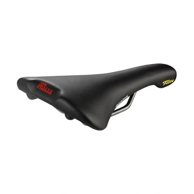 Afbeelding van Selle Italia FLITE Original 1990 Racefietszadel, Klassiek, Titanium Frame en Leren Bekleding, voor Racefietsen Off roadfietsen Maat L1, Zwart