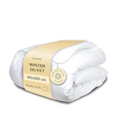 Afbeelding van Wendre Double Winter Duvet Quilt 155 x 220 cm Hypoallergenic &amp; Anti Dust Mite Comforter Lightweight but Thick Bed Blanket with White Microfibre Cover