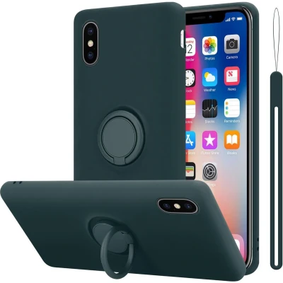 Afbeelding van Cadorabo Hoesje geschikt voor Apple iPhone X / XS in LIQUID GROEN Beschermhoes van TPU silicone Case Cover met ring