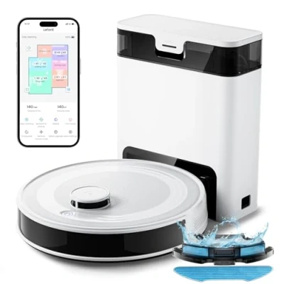 Afbeelding van Lefant M2 Pro Robotstofzuiger en Dweilrobot met 5500Pa Zuigkracht Automatisch Leegstation, Laser Navigatie Kaartfunctie, Gepersonaliseerde Reiniging, Obstakeldetectie, Ideaal voor Dierenharen