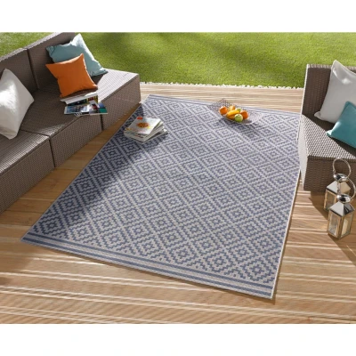 Afbeelding van Buitenkleed Retro Squares 240x340cm Blauw 123vloerkleed.nl is de online webshop voor vloerkleden en woonaccessoires.