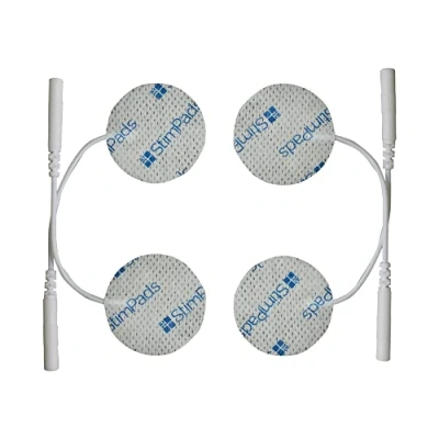 Afbeelding van StimPads Elektrodenpads 4 stuks Ø 32 mm met 2 pinaansluiting Duurzame en herbruikbare elektroden voor TENS EMS apparaten Goede hechting geleiding gecertificeerd medisch hulpmiddel