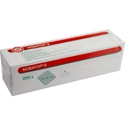 Afbeelding van Nobatop gaaskompres nonwoven 4 laags 5x5cm 200 stuks