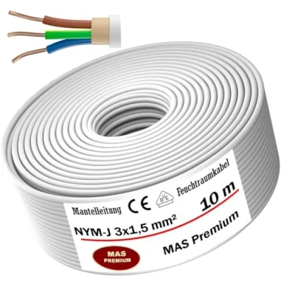 Afbeelding van MAS Premium kabel voor vochtige ruimtes stroomkabel 5 200m mantelijn NYM J 3x1, 2,5 4 6 10 of 5x1,5 16 elektrische vaste installatie (NYM mm², m)