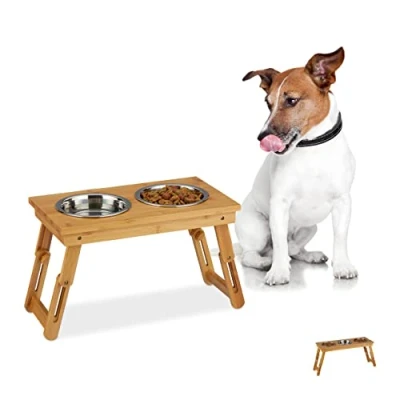Afbeelding van relaxdays voerbak hond met standaard hondenvoerbak 3 eetbakken set voederbak M