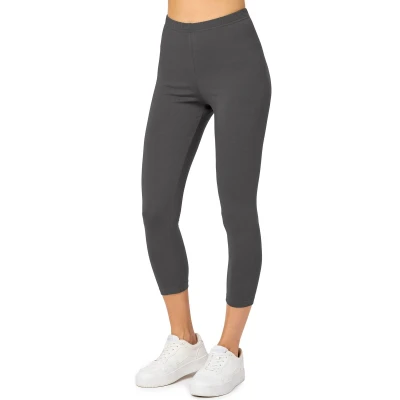 Afbeelding van Merry Style MS MS10 199 LE Dames Capri Leggings Sport Vrijetijdsbroek 3/4 Lengte Katoen Sporbroek Yogabroek Grafiet L