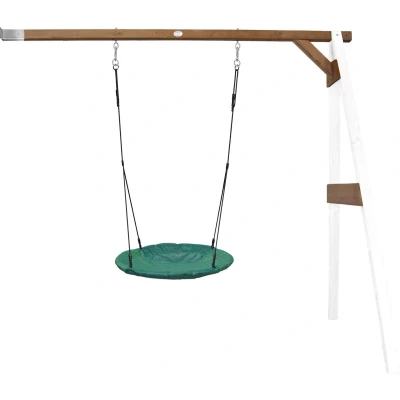 Afbeelding van AXI Nestschommel Summer met frame van hout in wit &amp; bruin Schommel muurbevestiging voor kinderen nest