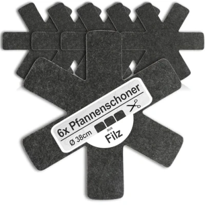 Afbeelding van COM FOUR® 6x pannenbeschermer van vilt ter bescherming tegen krassen pannenbeschermmat ook voor potten en schalen (06 stuks zwart)
