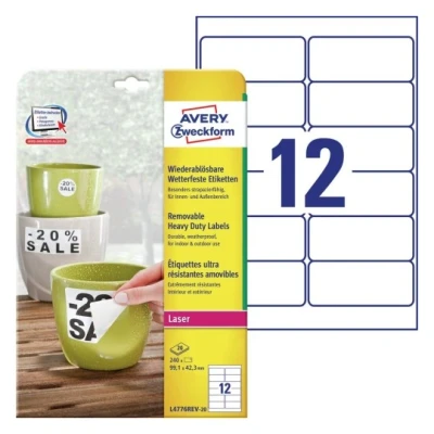 Afbeelding van Etiket Avery L4776REV 20 99.1x42.3mm wit 240stuks