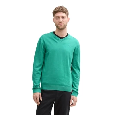 Afbeelding van TOM Tailor Vneck Trui, Heren, Maat: Large, Bright jade green melange
