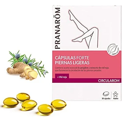 Afbeelding van Pranarôm Circularom capsules forte Lichte benen, helpt bij het verwijderen van vloeistof waterophoping, stimuleert de doorbloeding vermoeide 30