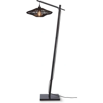 Afbeelding van Good&amp;Mojo Vloerlamp Zanzibar Bamboe Rotan Small Zwart 63x40x150cm