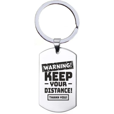 Afbeelding van Sleutelhanger RVS Warning Keep Your Distance