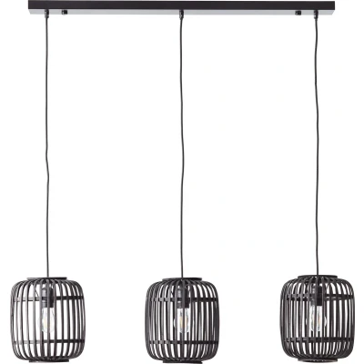 Afbeelding van Leen Bakker Brilliant Hanglamp Woodrow 3lichts Zwart Hanglampen Rotan
