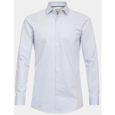 Afbeelding van VENTI modern fit overhemd jersey blauw Strijkvrij Boordmaat: 39