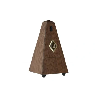 Afbeelding van Wittner Taktell piramidevorm metronoom houten behuizing met bel eiken bruin mat