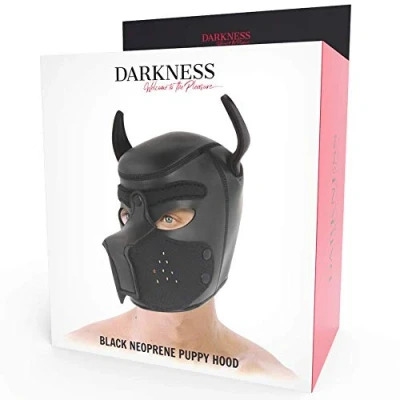 Afbeelding van Darkness Bondage Neoprene Dog Hood With Removable Muzzle Size M BDSM Fetish Mask