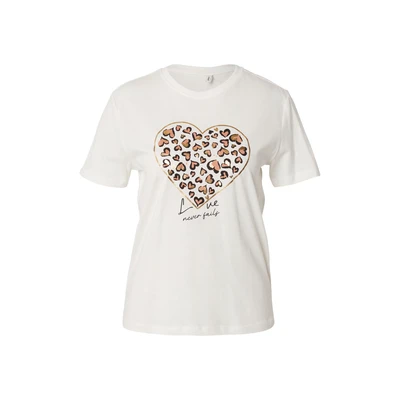 Afbeelding van Only T shirt Onltanya Life Reg S/s Leo Print Top 15355699 Cloud Dancer/heart Dames Maat XL