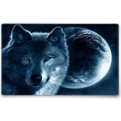 Afbeelding van Silent Monsters Muismat Grootte M (36 x 25 cm), Mouse Pad Design: Wolf, Genaaide Rand, voor Bureau en Gaming, Mousepad Antislip rubberen basis
