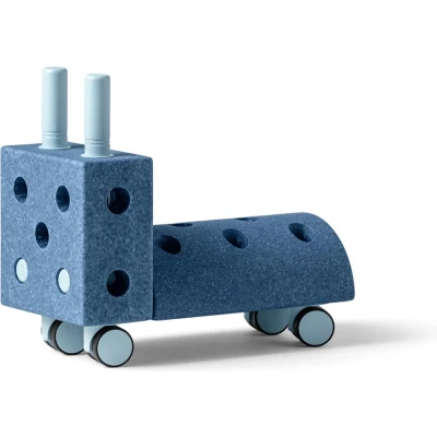 Afbeelding van Modu Activity toy Tiny Ride Loopwagen baby Looptrainer Loopstoeltje Blokken Open Ended play Deep Blue / Sky